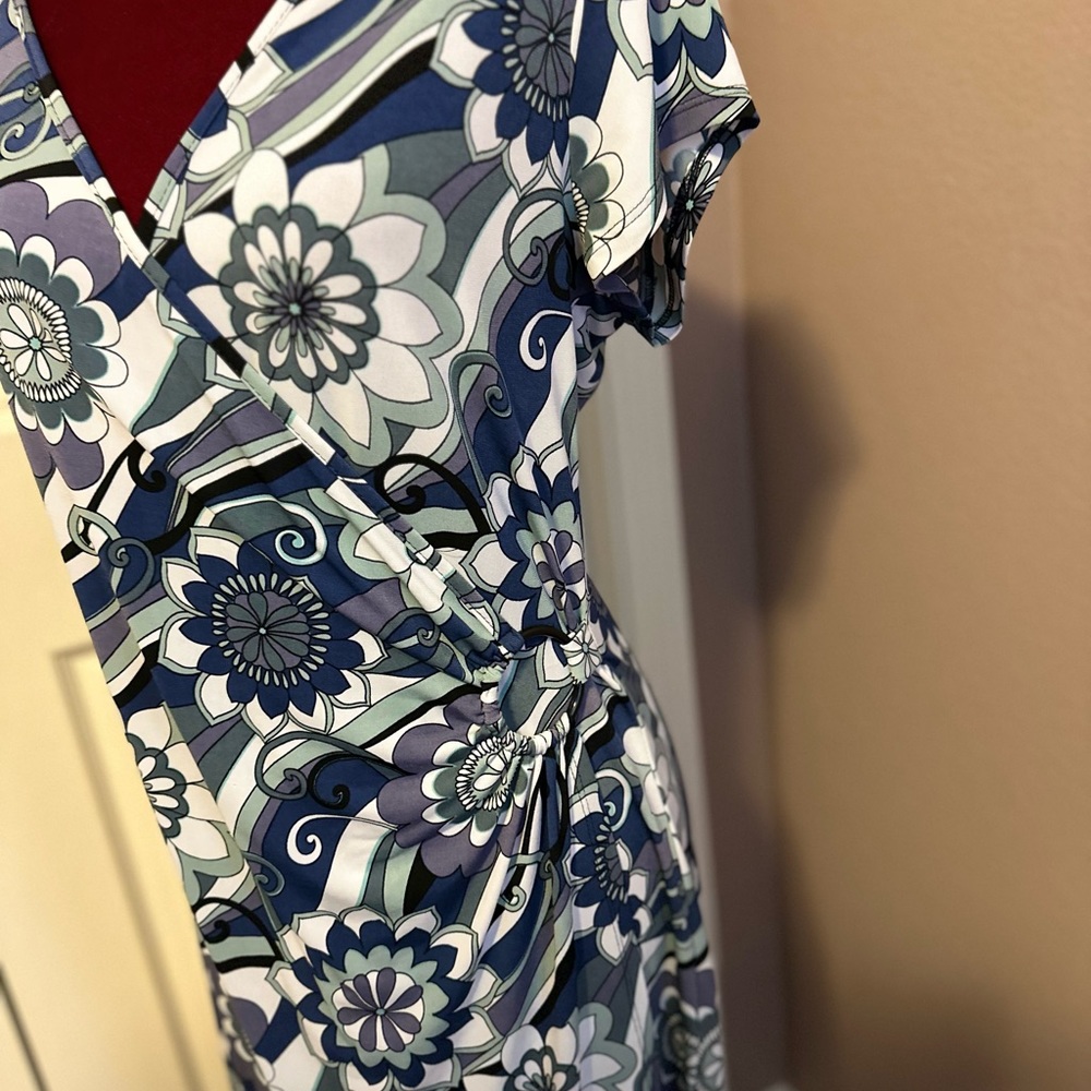 Blue/Grey Retro-Style Dress Barn Flower Dress. Size 12.